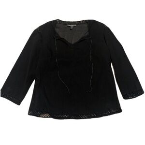 💜 Optionelle Black Lace Trim 3/4 Sleeve Top - Size 02/Extra Small/Small
